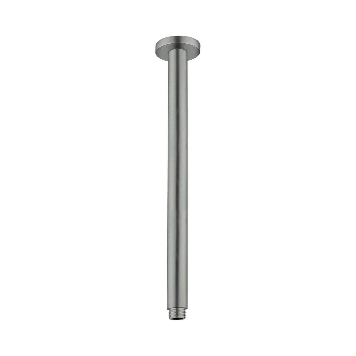 Nero Round ceiling shower arm 300mm in graphite, brass finish, shown on a white background