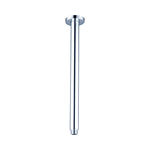Nero round ceiling shower arm in chrome, 450mm long, with ceiling plate and threaded end on white background