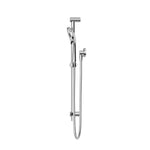 Nero Round Metal Project rail shower in chrome, with round handset and wall-mounted rail