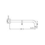 Technical drawing of Nero Round Shower Arm, chrome, wall-mounted L-shaped arm with 337.5mm length and G1/2 threads