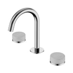 Nero Serenity chrome basin set with arc spout and two Carrara marble handles, 3-piece tap set on white background
