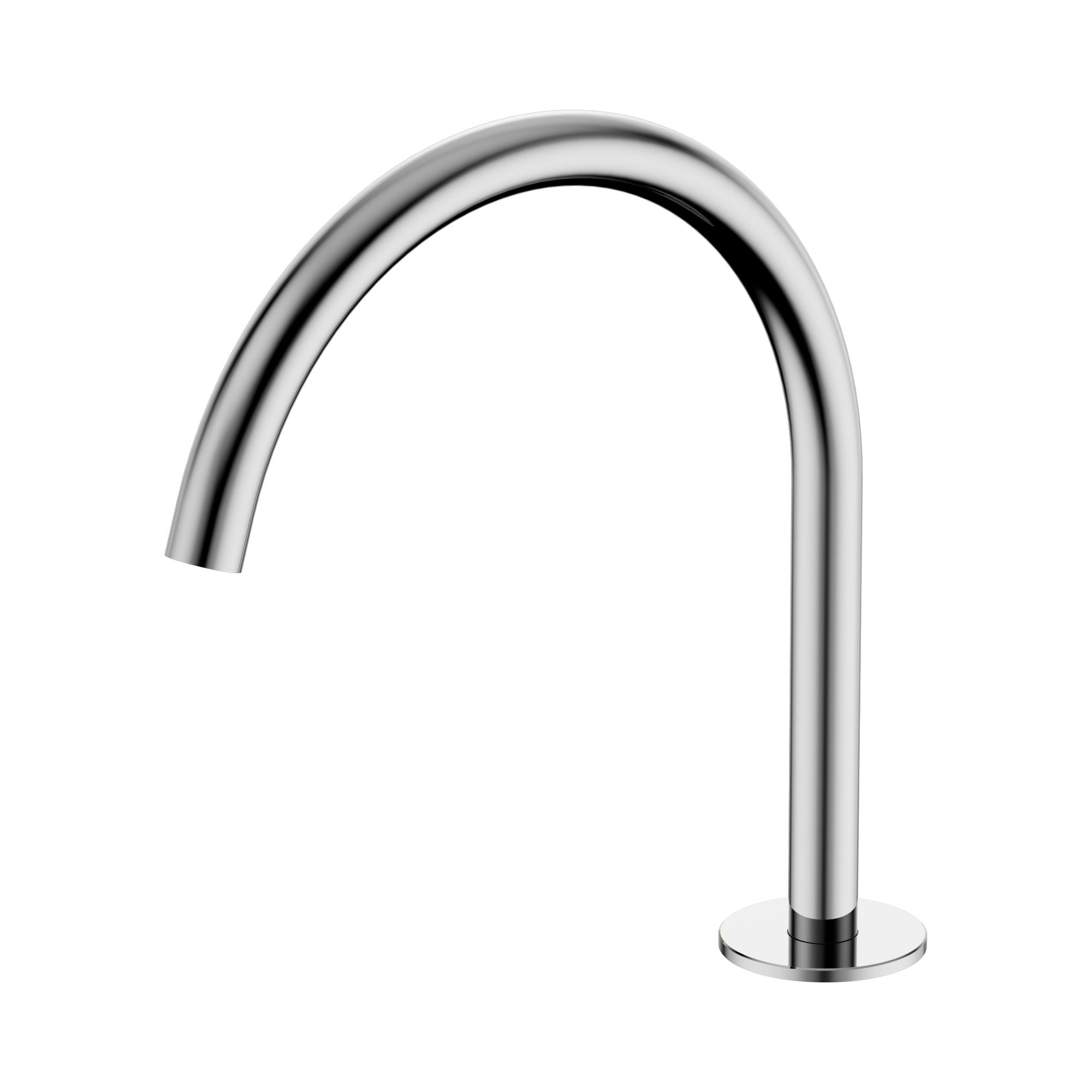 Nero Serenity chrome arc spout, hob mounted, shown on white background