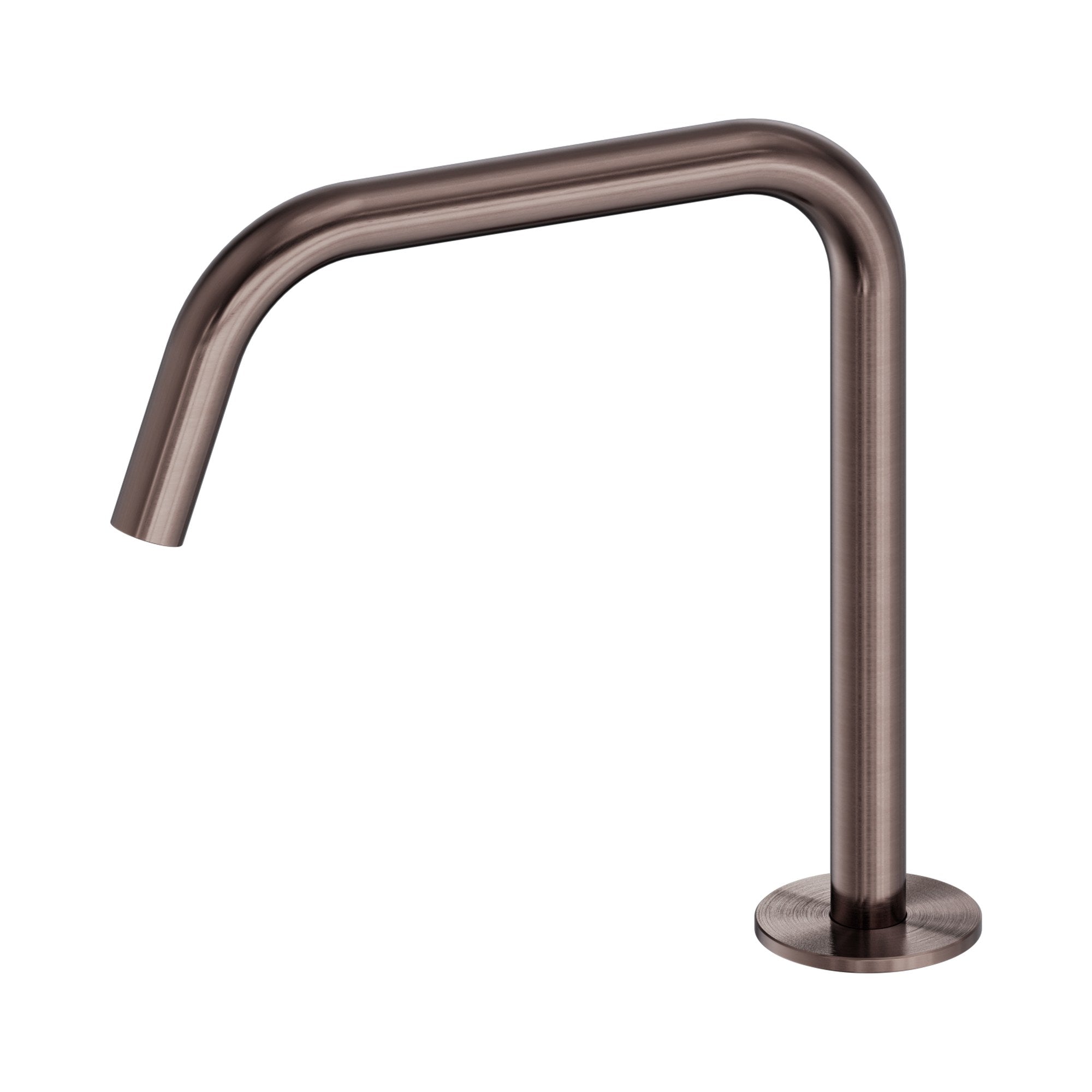 Nero Serenity Edge Spout II hob-mounted swivel tap in brushed bronze, shown on white background