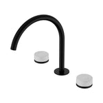 Nero Serenity matte black arc bath/kitchen tap set with Carrara marble handles, three-piece wall-mounted design
