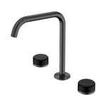 Nero Serenity gun metal bath/kitchen tap set with edge spout and black marble-style handles, shown on white background