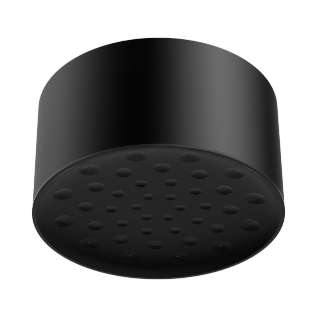 Nero Serenity ceiling shower head in matte black, round overhead rain shower head with single spray pattern