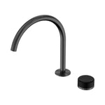 Nero Serenity progressive mixer tap in gun metal with high arc spout and Marquina black handle, isolated on white