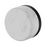 Nero Serenity round Carrara marble shower mixer handle in matte black, front view on white background