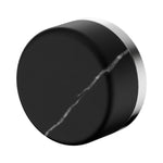 Nero Serenity shower mixer handle with Marquina black marble insert and chrome trim, round front view