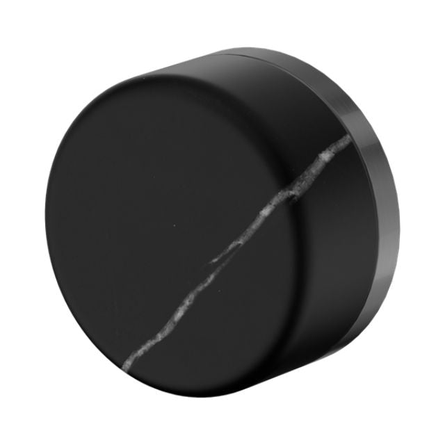 Nero Serenity progressive shower mixer handle in gun metal with Marquina black stone finish, round front view