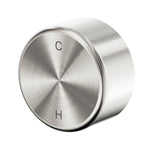 Nero Serenity progressive shower mixer knob in brushed nickel, round wall-mounted tap with C and H markings