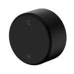 Nero Serenity progressive shower mixer knob in matte black with C and H temperature markers, front view
