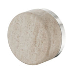 Nero Serenity shower mixer handle in Rome travertine and brushed nickel, round stone front view
