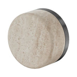 Nero Serenity progressive shower mixer handle in gun metal with Rome travertine stone front, round view
