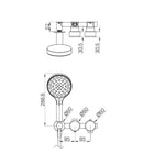 Technical drawing of Nero Serenity progressive shower system with metal handle and round hand shower, brushed bronze finish, showing dimensions