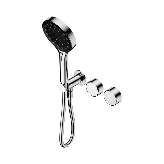Nero Serenity progressive shower system in chrome with metal handle and matching hand shower, wall-mounted