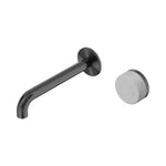 Nero Serenity wall basin mixer in gunmetal with 160mm curved spout and Carrara stone handle, front view