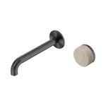 Nero Serenity wall basin mixer spout and Rome Travertine handle, gunmetal finish, wall-mounted tap set