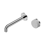 Nero Serenity chrome wall basin mixer with 220mm spout and Carrara marble handle, wall-mounted tap set