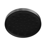 Nero Serenity round shower head in gun metal finish, front view with single spray nozzles