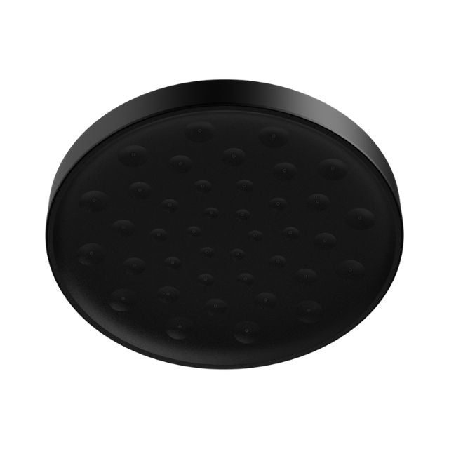Nero Serenity matte black round shower head, front view