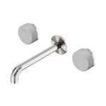 Nero Serenity wall basin set in brushed nickel with 160mm spout and round Carrara-style handles