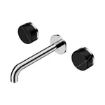Nero Serenity wall basin set with chrome 220mm spout and black Marquina marble handles