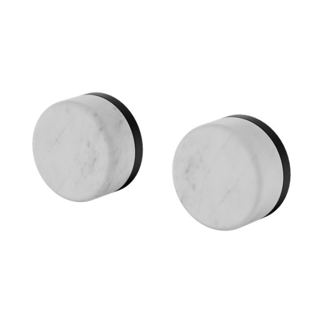 Nero Serenity wall top assembly with Carrara marble handles, matte black and white, two-piece set