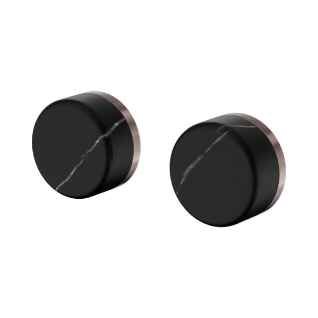 Nero Serenity wall top assembly handles in brushed bronze with black Marquina stone finish