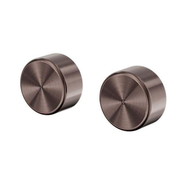 Nero Serenity wall top assembly with metal handles in brushed bronze, shown as a pair on white background