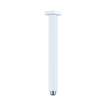 Nero Square ceiling-mounted shower arm, 450mm, chrome finish, with square ceiling plate and threaded end, isolated on white