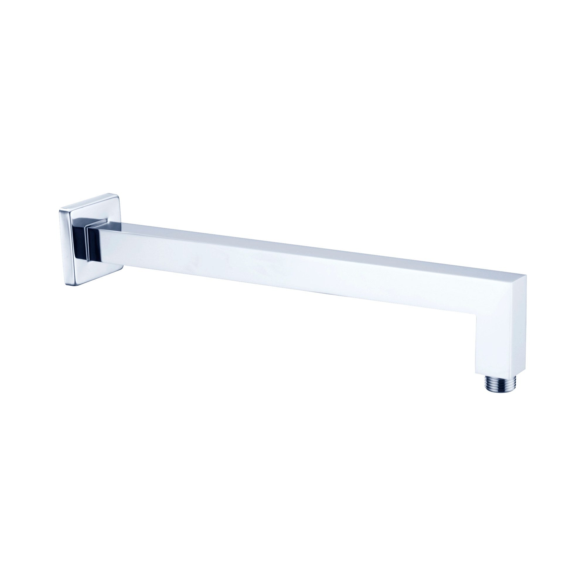 Nero Square Shower Arm in chrome, L-shaped wall-mounted shower arm with square profile and wall plate