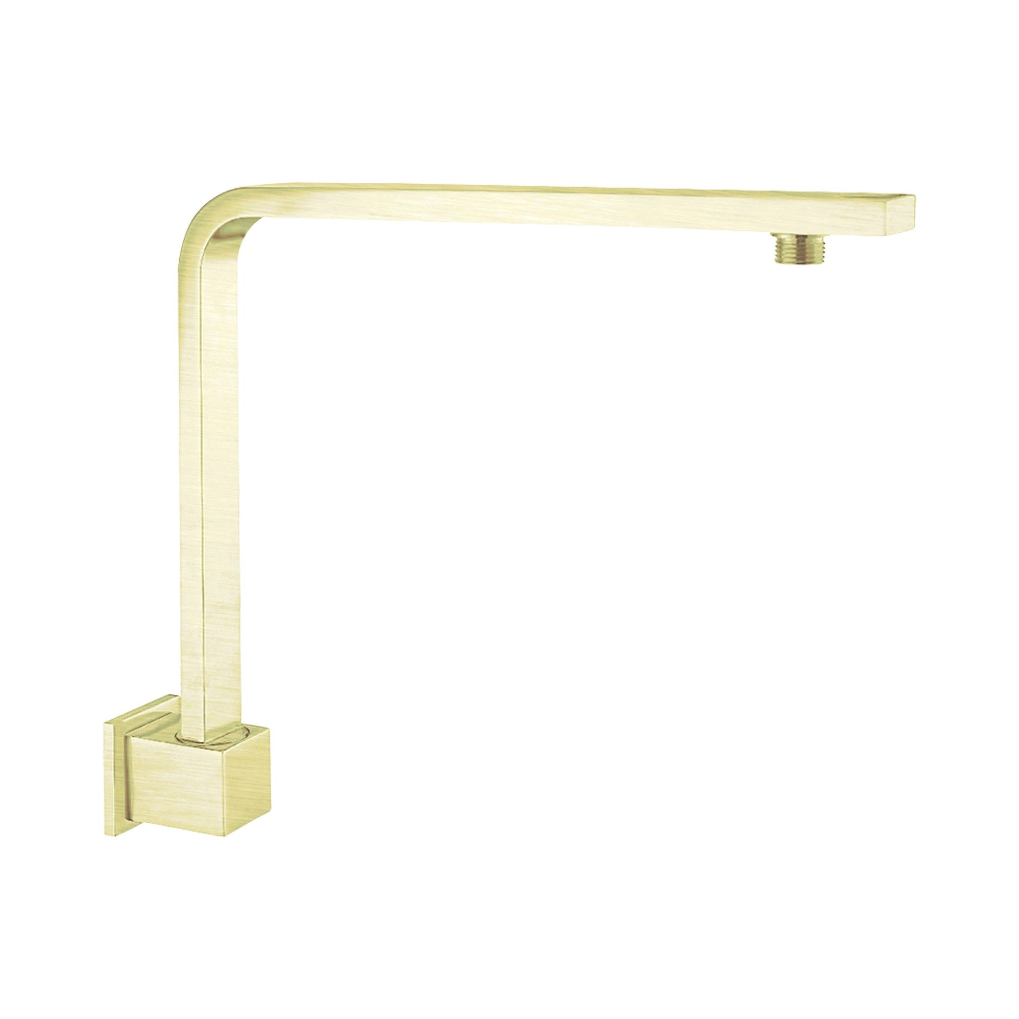 Nero Square Swivel Shower Arm in brushed gold, square brass wall-mounted arm for shower heads