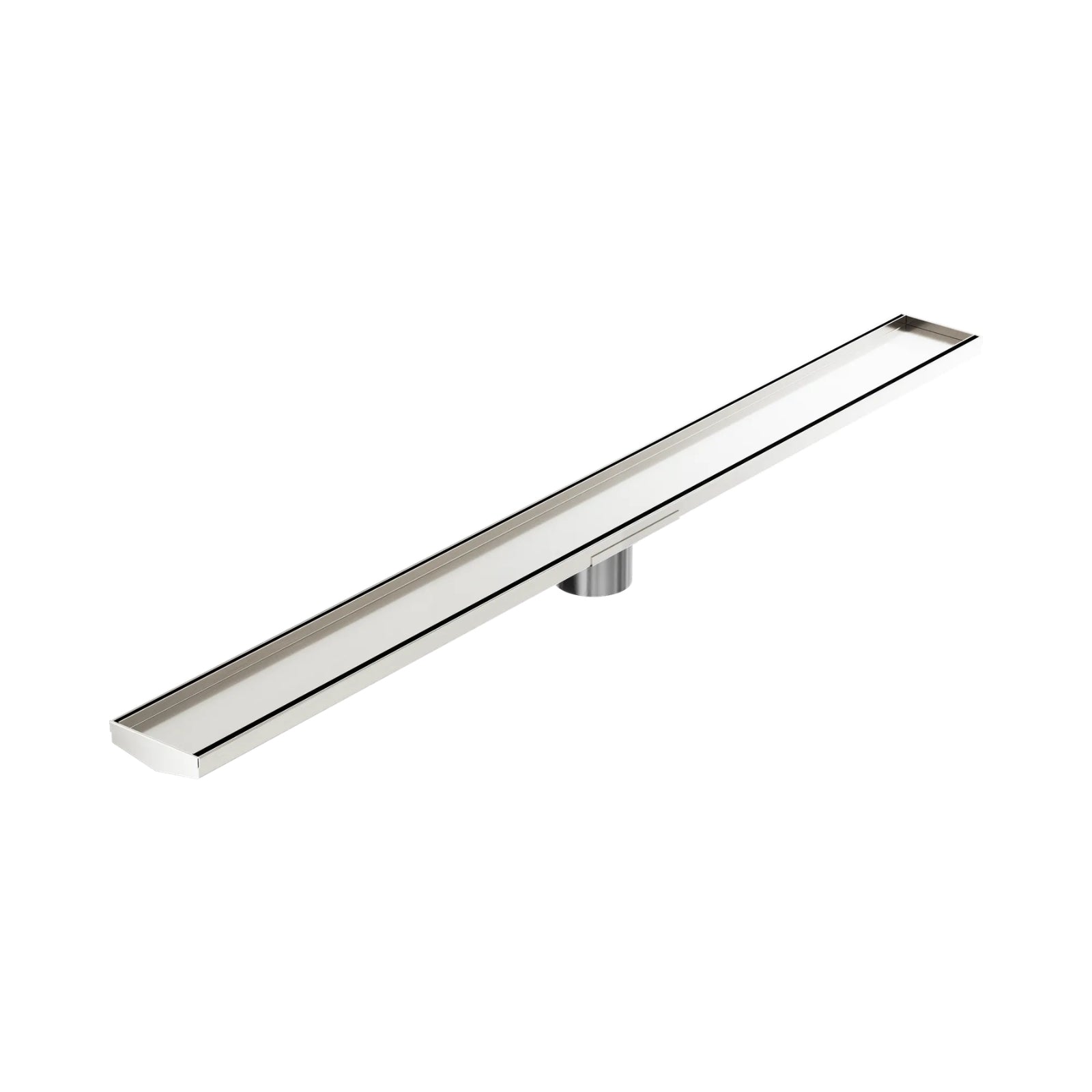 Nero brushed nickel tile insert V channel floor grate, long rectangular 1200mm drain with 80mm outlet