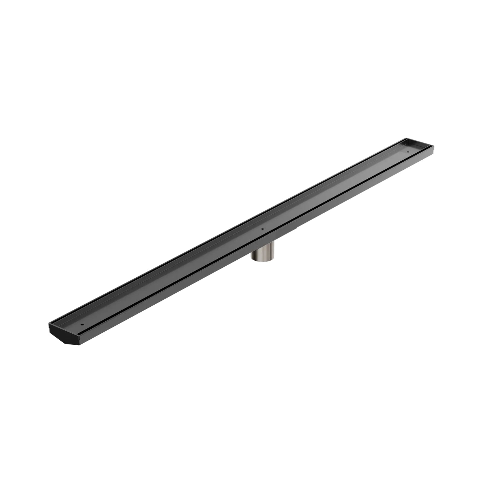 Nero Tile Insert V Channel floor grate, gun metal stainless steel, 1200mm x 82mm with 50mm outlet