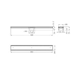 Technical drawing of a Nero tile insert channel floor grate, 900 x 106mm, gun metal, with 89mm outlet dimensions shown