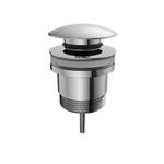 Nero Universal pop up basin waste in chrome, round top view, with overflow threads visible