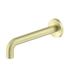 Nero X Plus wall basin spout, 215mm, brushed gold, wall-mounted brass tap spout