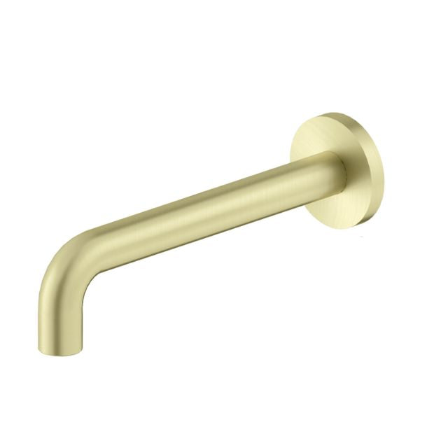 Nero X Plus wall basin spout, 215mm, brushed gold, wall-mounted brass tap spout
