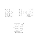 Technical drawing of Nero X Plus washing machine stops, showing front and side views with 65 mm dimensions, matte black finish