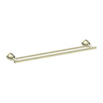 Nero York double towel rail, 600mm, aged brass finish, double-bar bathroom accessory on white background