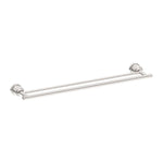 Nero York double towel rail 600mm in brushed nickel, wall-mounted with two slim bars and round fixing plates