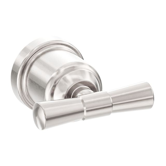 Nero York brushed nickel robe hook, wall-mounted bathroom hook with round backplate and minimalist bar design
