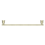 Nero York single towel rail 600mm in aged brass, front view, with round wall mounts and slim bar