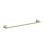 Nero York single towel rail 600mm in aged brass, wall-mounted with round fittings, shown on white background