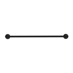 Nero York single towel rail 600mm in matte black, shown front on with round wall mounts