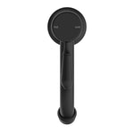 Nero York straight basin mixer tap in matte black with metal lever, front view on white background