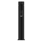 Nero York straight tall basin mixer in matte black with metal lever, front view on white background
