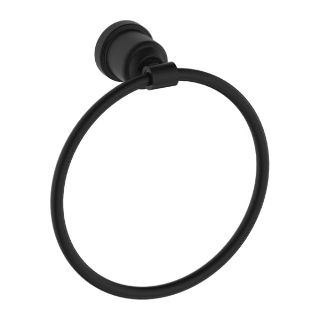 Nero York matte black towel ring, wall-mounted round bathroom hand towel holder