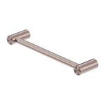 Nero Zen brushed bronze hand towel rail with concealed round brackets, shown on white background